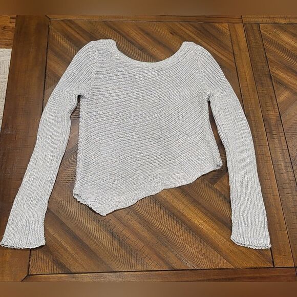 Free People Silver & Rainbow Knit Asymmetrical Sweater Small NWOT - Picture 3 of 8